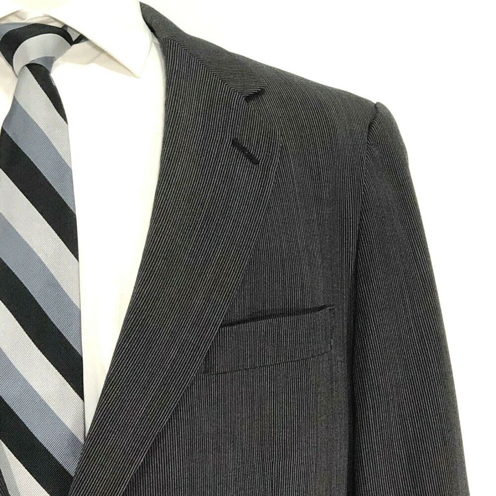 Hart Schaffner Marx HSM Mens Size 46L Travelor Charcoal 2 Button Sport Coat